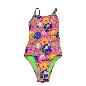 Girls Dolfin‎ Brand Bright Color Patterned One Piece Swim Suit Size 16